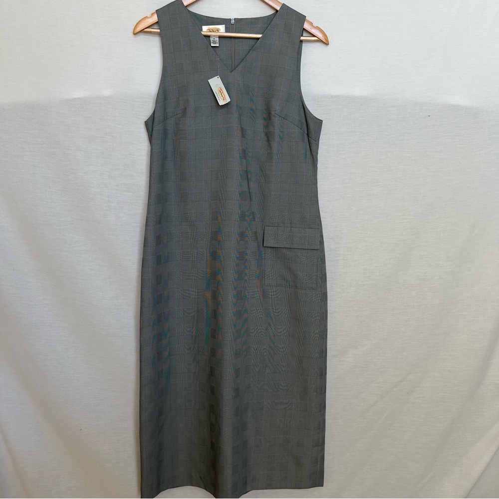 NWT Talbots Checkered Gray(Black & White) Fitted Midi Sleeveless Twee Dress